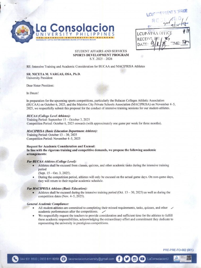 Intensive Training and Academic Consideration for Bucaa and Maciprisa ...