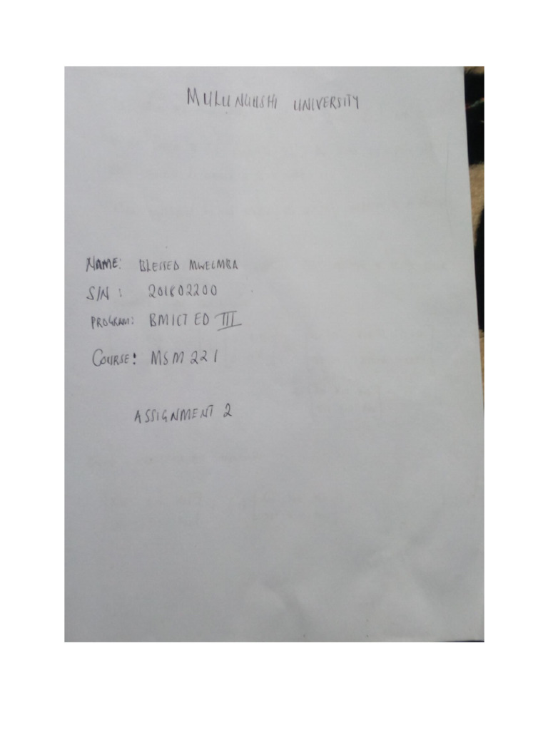 msm221 Assignment 2 | PDF