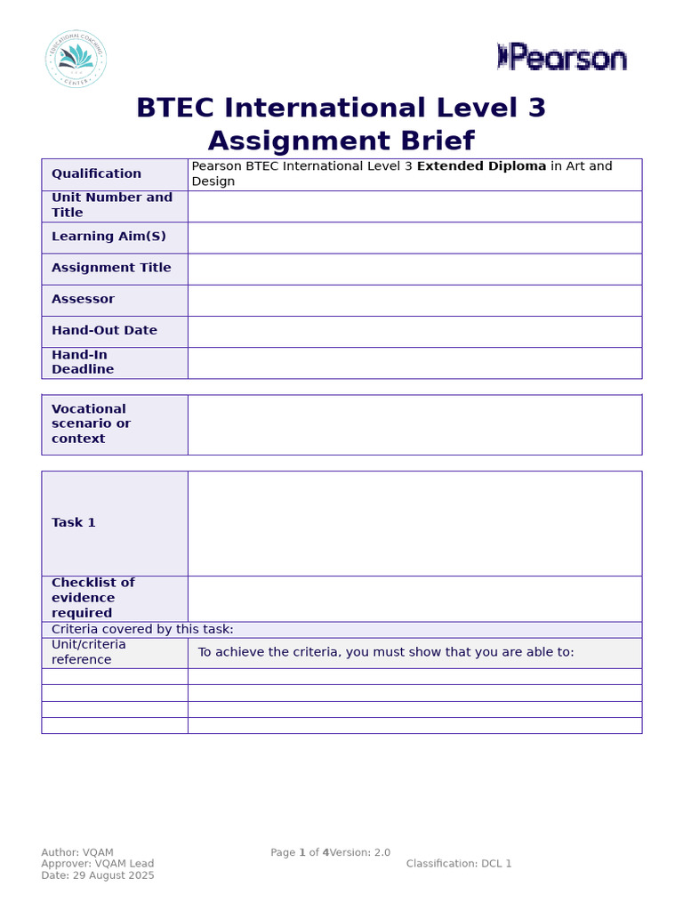 BTEC Assignment Brief Template | PDF