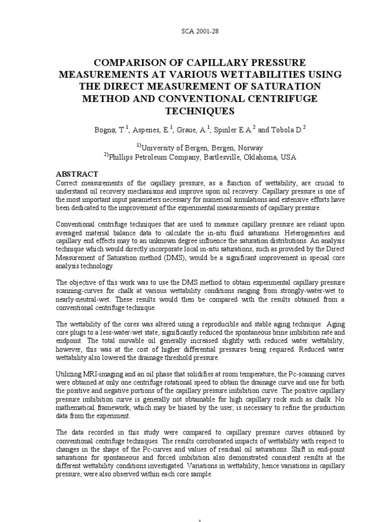Capillary Pressure Measurement Techniques | PDF | Petroleum Reservoir ...