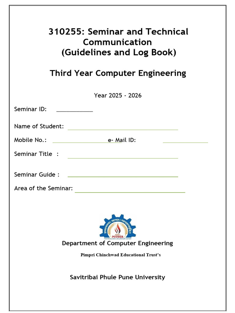 Seminar Log Book - Computer Engineering - SPPU (2025-2026) | PDF ...