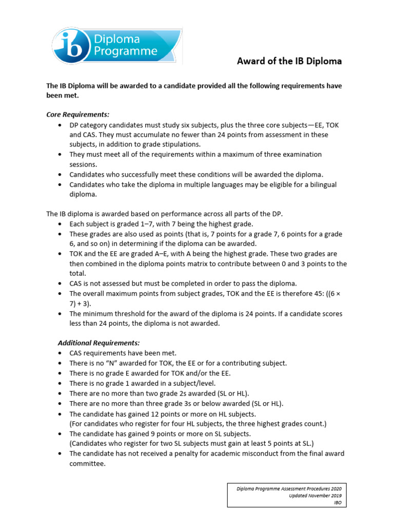 Award of The IB Diploma - Updated Feb 2020 | PDF | Educational Stages ...
