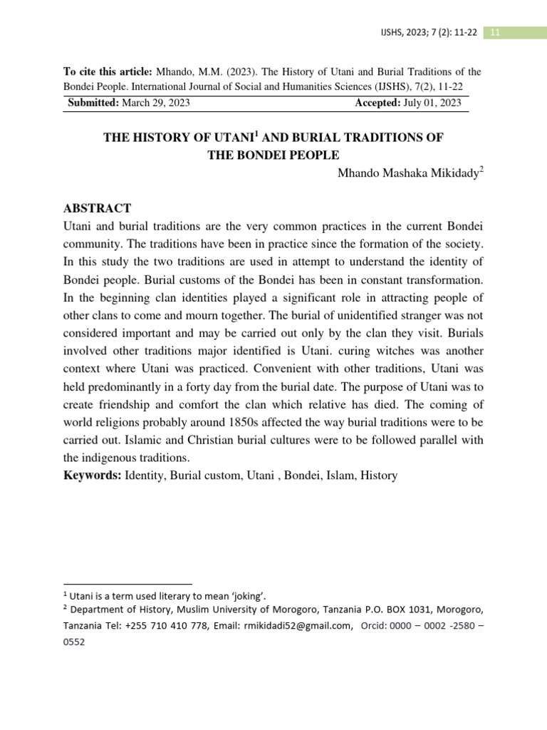 The History of Utani and Burial Traditio-3 | PDF | Colonialism | Burial