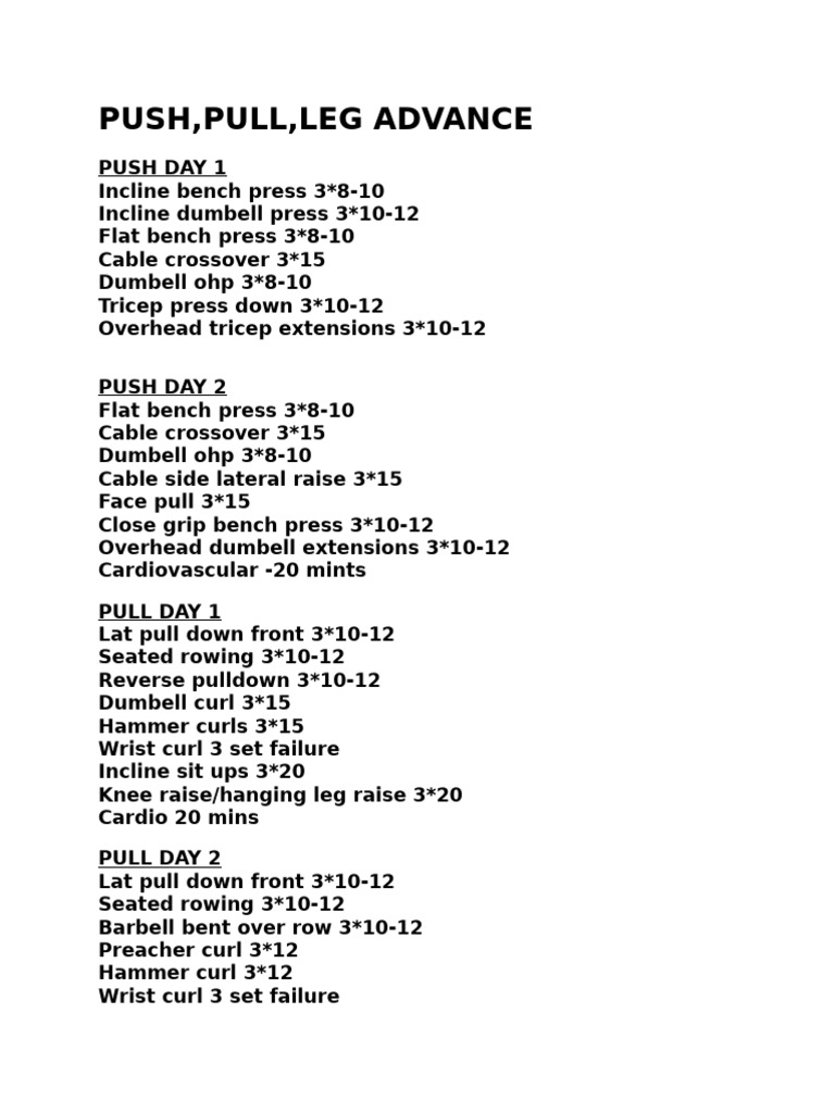 Push, Pull, Leg Advance | PDF