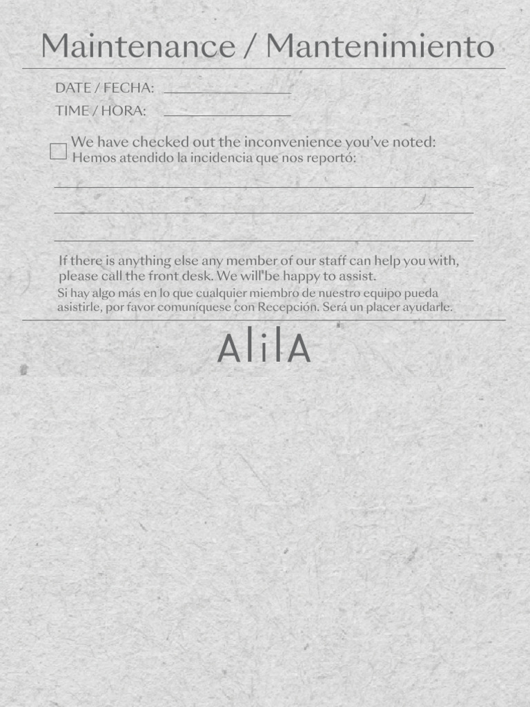 ALI Maintenance Card | PDF