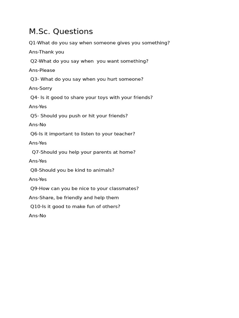 M SC Questions | PDF