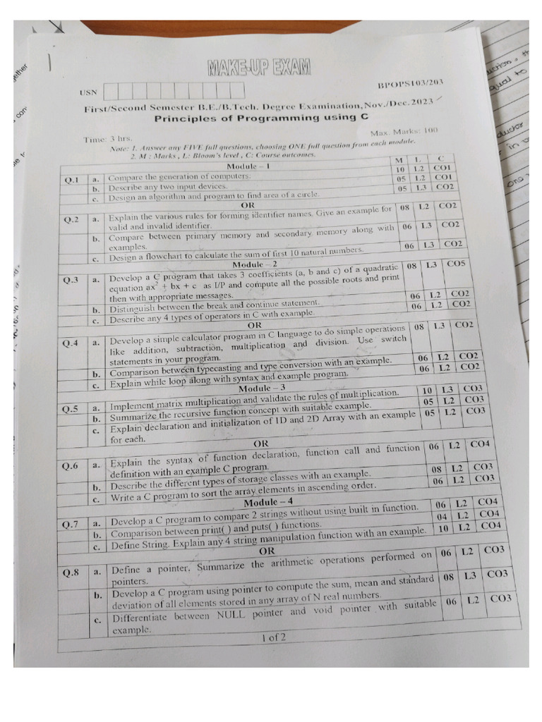 Pop Question Papers | PDF