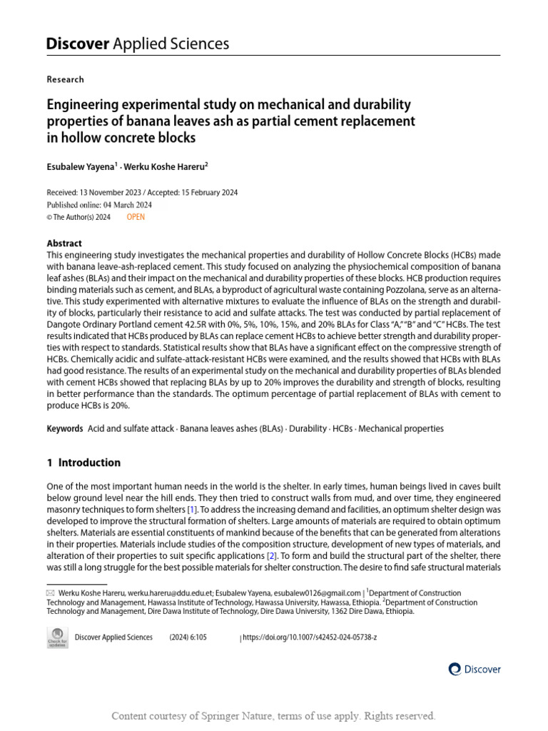 Engineering Experimental Study On Mechanical and D | PDF | Cement ...