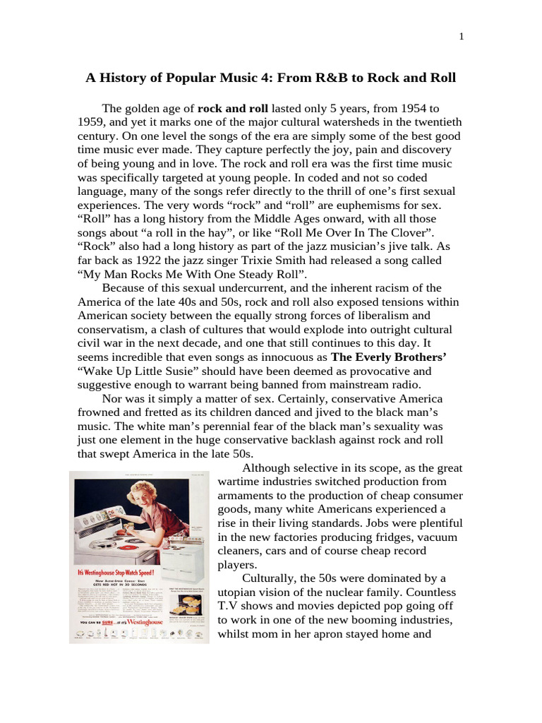 A History of Popular Music 4 Rock and Roll | PDF | Rock And Roll ...