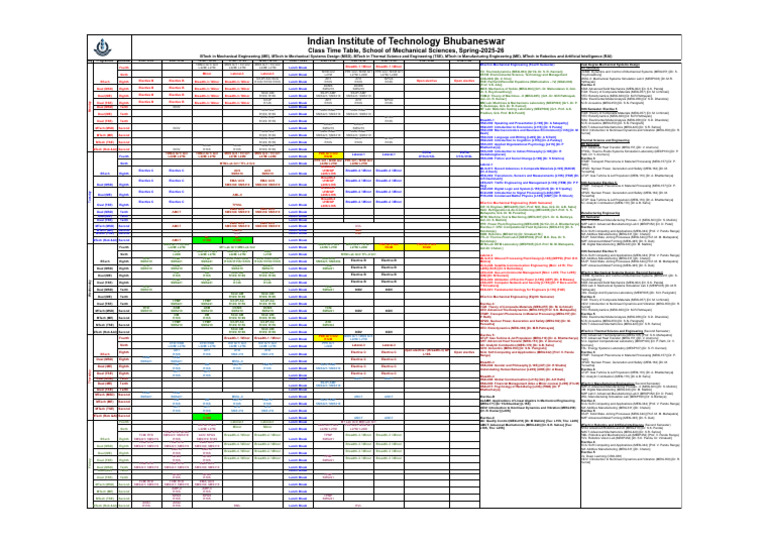 Timetable - Spring 2026 - SMS-1 | PDF | Mechanical Engineering ...