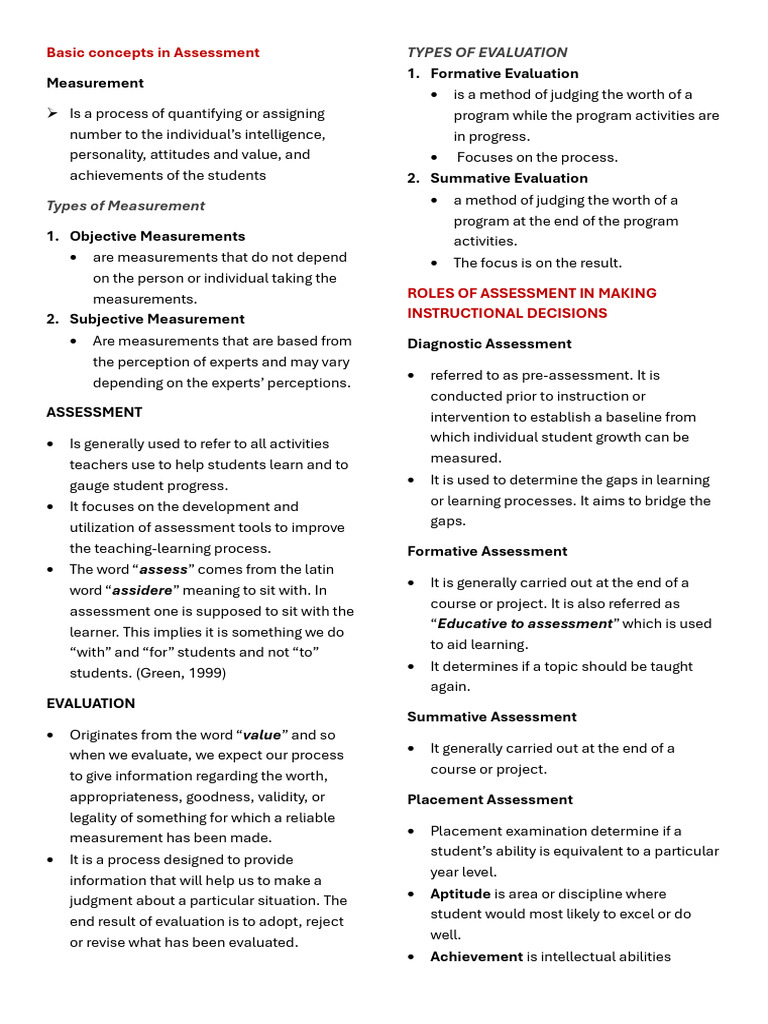 Assessment in Learning 1 (Prelims) | PDF | Educational Assessment ...