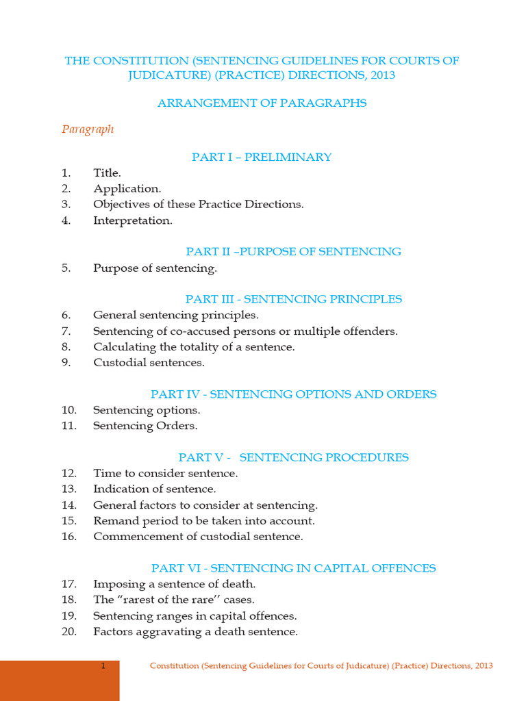 The Constitution (Sentencing Guidelines For Courts of Judicature ...