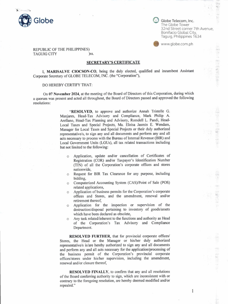 ANNEX - B Globe Sec - Certification 2025 | PDF