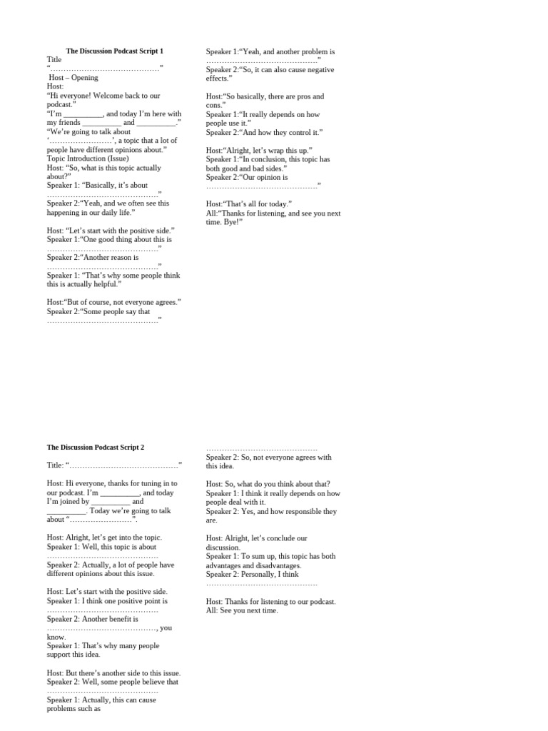 The Discussion Podcast Script 1 | PDF | Argument
