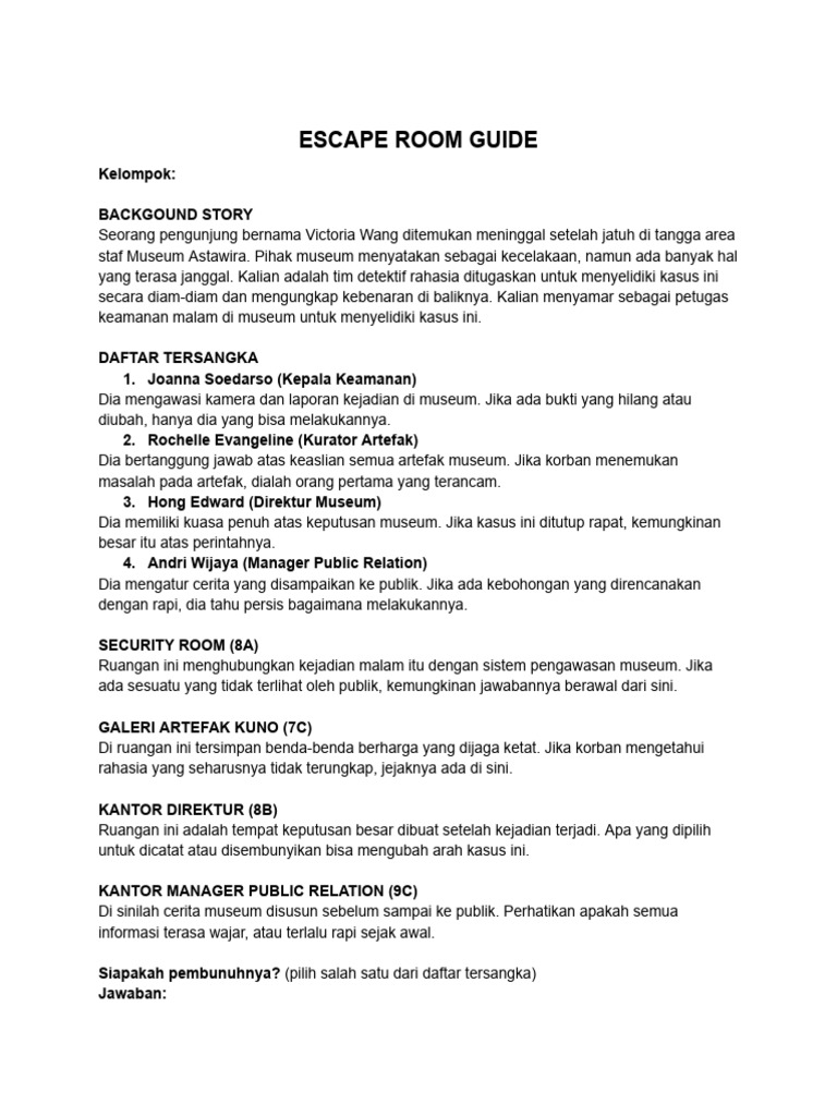 Escape Room Guide | PDF