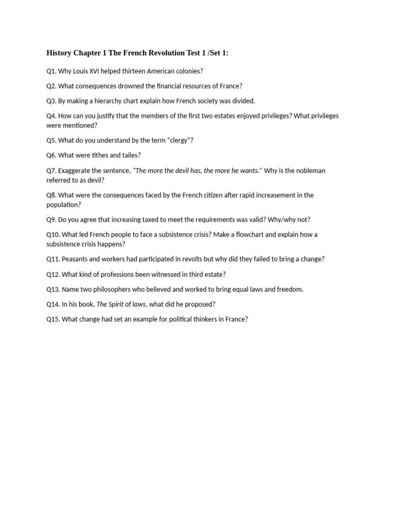 History Chapter 1 The French Revolution Test 1 | PDF
