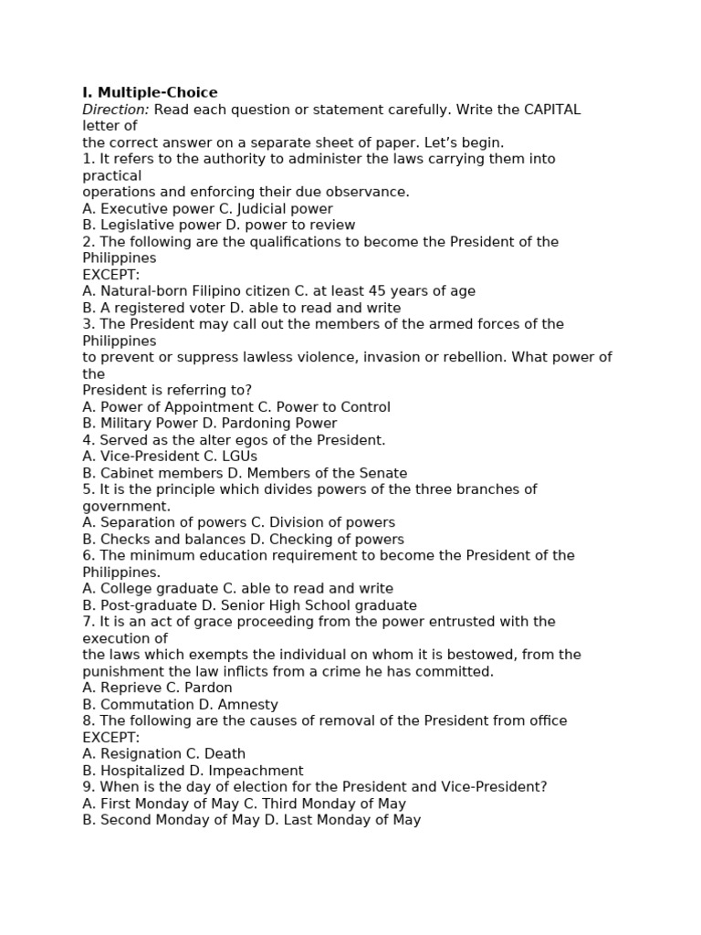Polgov Module 6 Testactivity | PDF | Presidents Of The United States ...