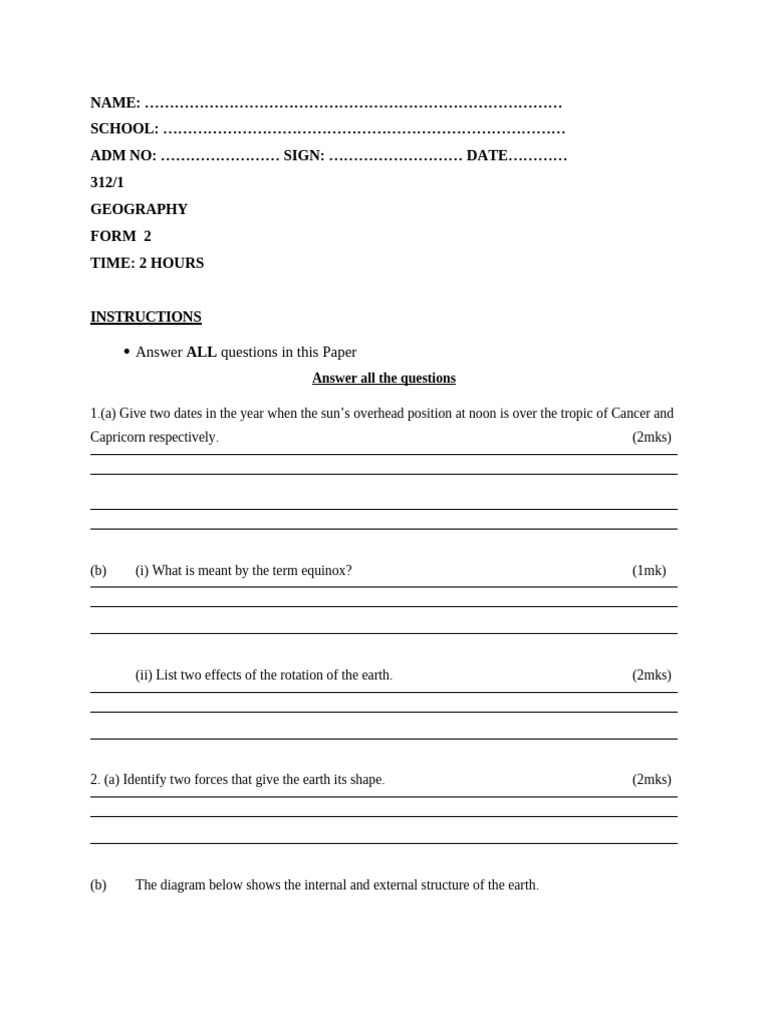 SERIES 2 GEOGRAAPHY FORM 2 | PDF | Rock (Geology) | Plate Tectonics