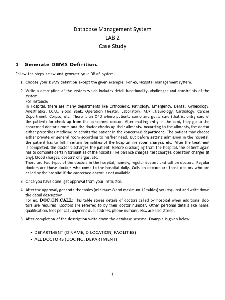 LAB 2 Database Defination and Basic Queries | PDF | Hospital | Patient