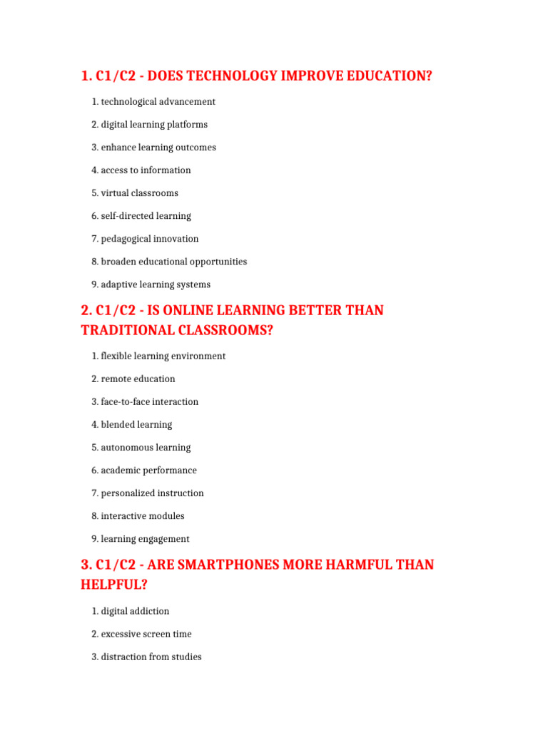 C1 C2 Topics Vocab | PDF