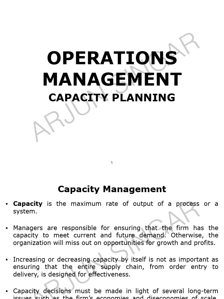 OM 2a Capacity Planning - Singar-1 | PDF | Net Present Value | Economies