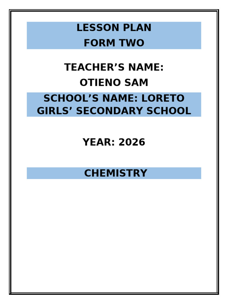 Chemistry Lesson Plan Form 2 | PDF | Isotope | Proton