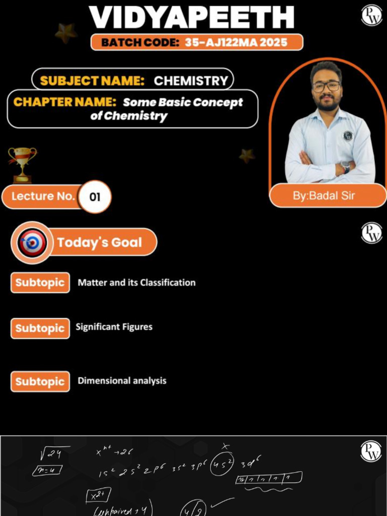 Some Basic Concepts of Chemistry - 01 - Class Notes - 35-AJ122MA 2025 | PDF
