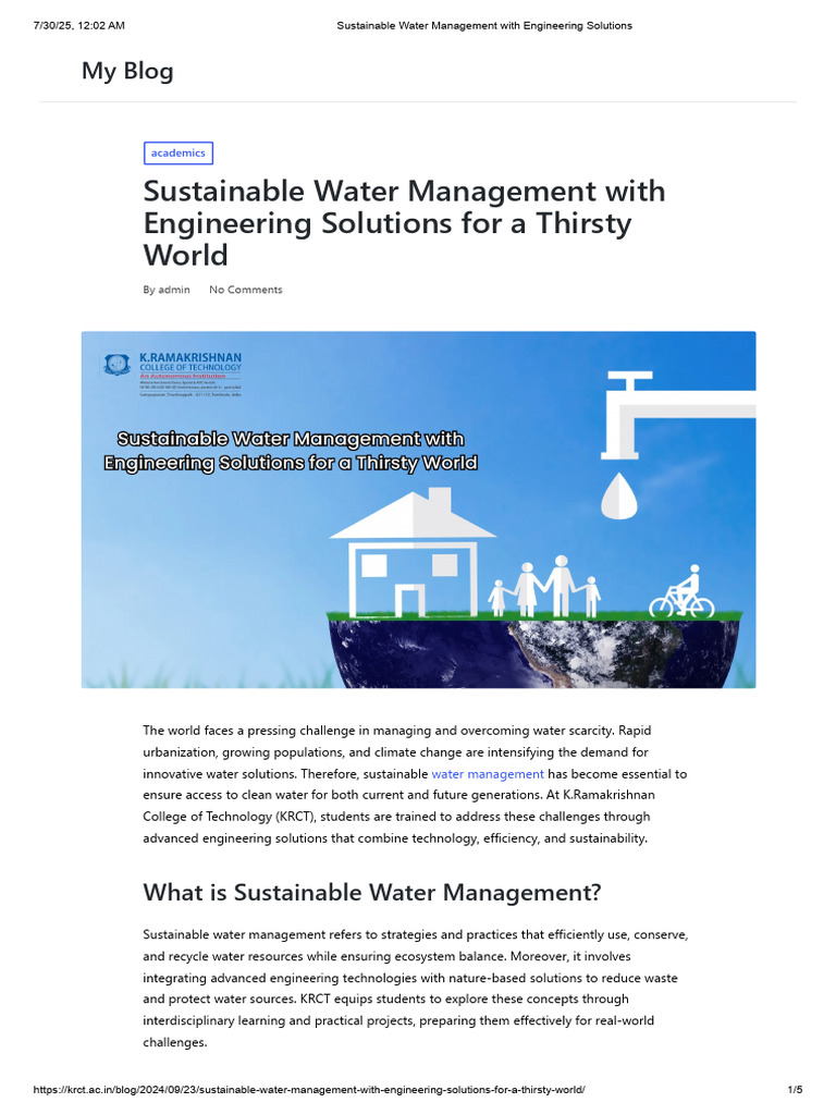 Sustainable Water Management With Engineering Solutions | PDF ...