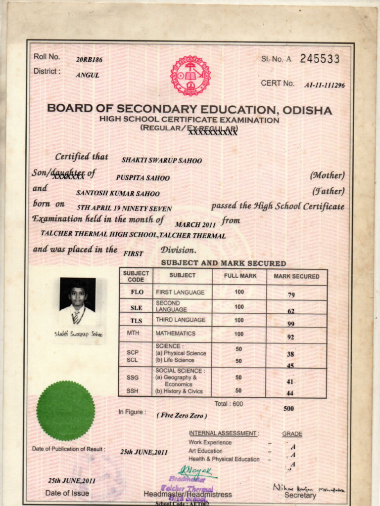 10th Cert | PDF