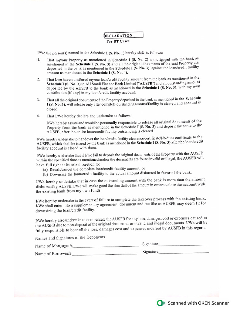 BT Declaration | PDF