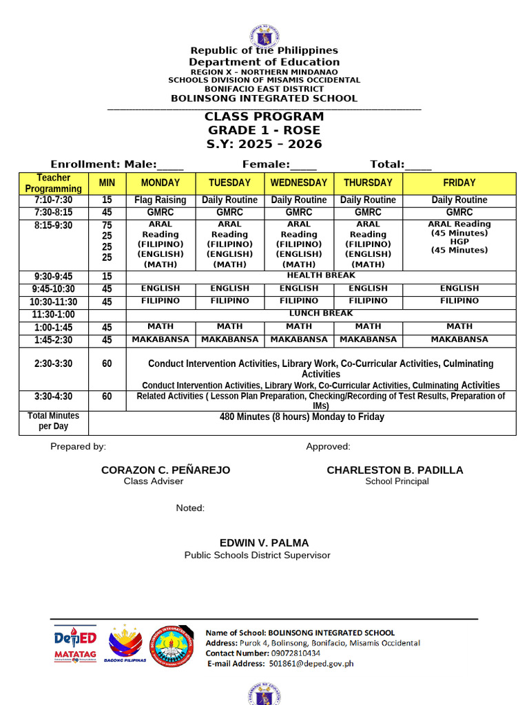 Aral Class-Program Sy-2025-2026 Version4 (1) .Docx123 | PDF | Philippines