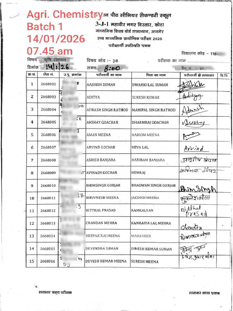 Agric Chemistry Practical Date Batch List | PDF