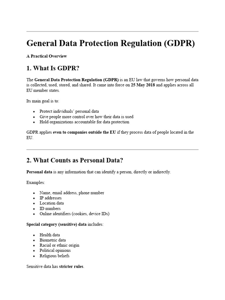 General Data Protection Regulation | PDF | Information Privacy ...