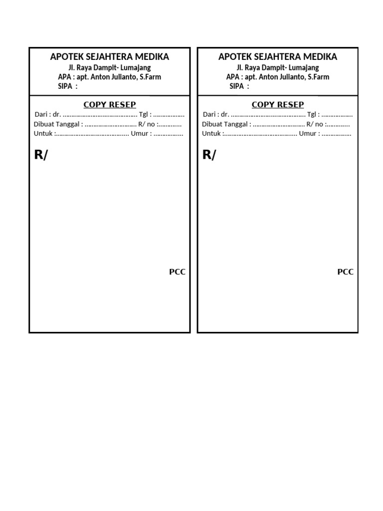 Blanko Copy Resep | PDF