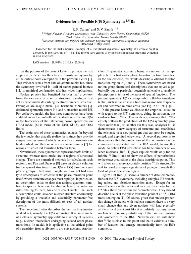 Casten and Zamfir | PDF | Atomic Nucleus | Nuclear Structure