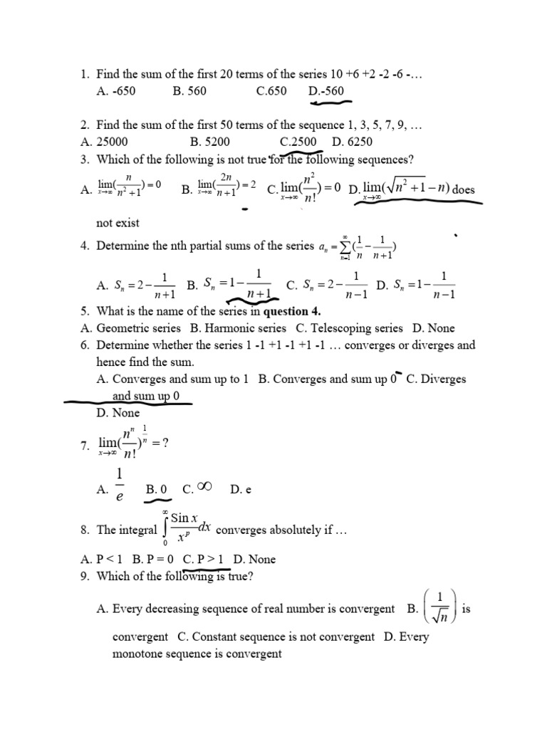 80 Exams MCQ Type Questions Mathematical Analysis WWTPaK | PDF | Power ...