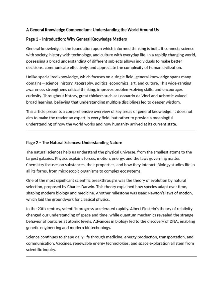 A General Knowledge Compendium | PDF | Earth | Science