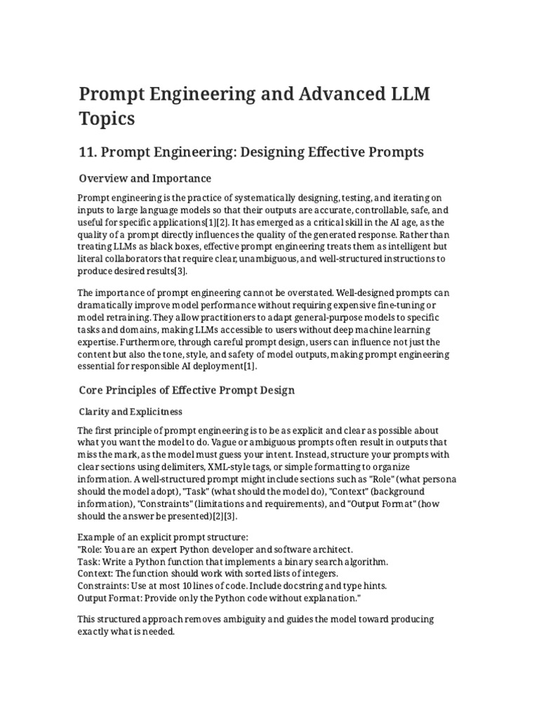 Prompt Engineering and Advanced LLM Topics | PDF | Information Science ...
