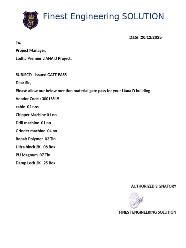 Gate Pass | PDF