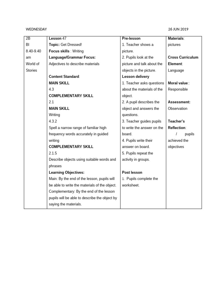 Lesson 47 1 Wed Writing and Speaking | PDF | Curriculum | Teachers