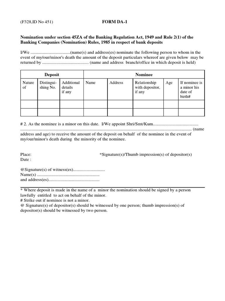 Nomination Form-1 - 251104 - 135318 | PDF | Banking