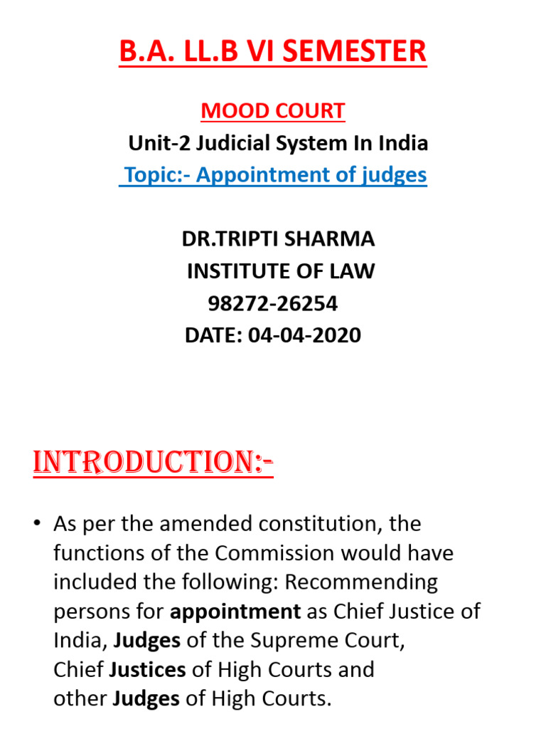 Appointment of Judges | PDF | Supreme Court Of India | Judge