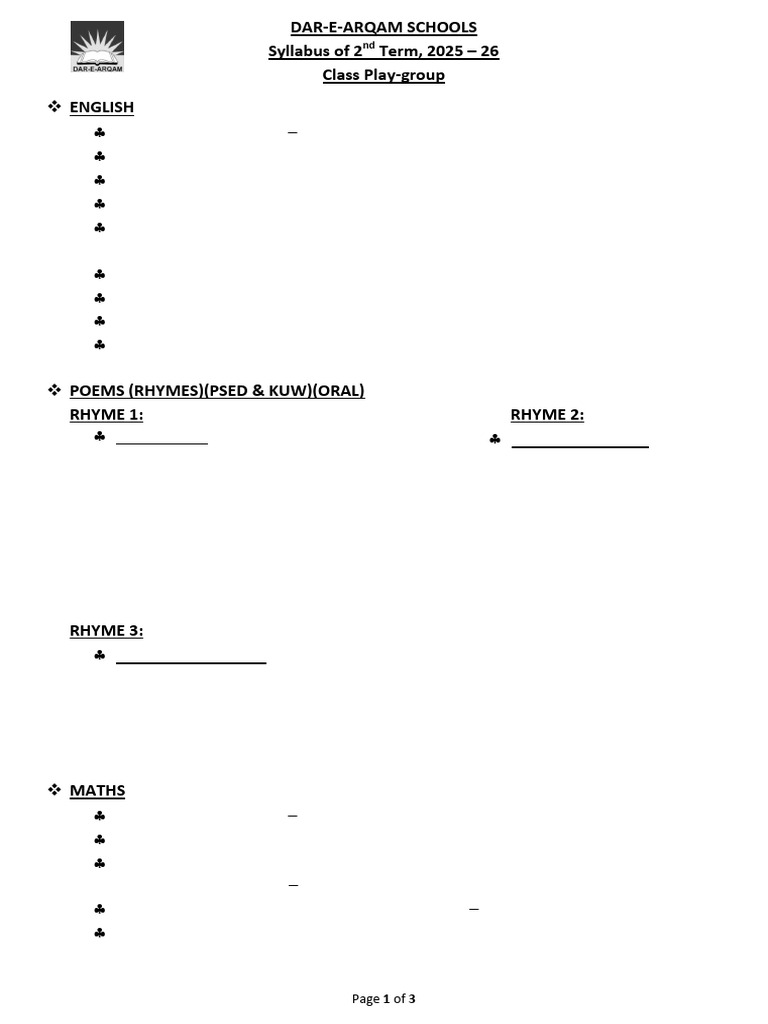 PDF Final 2nd Term Syllabus Class P.G, 2025-26 | PDF