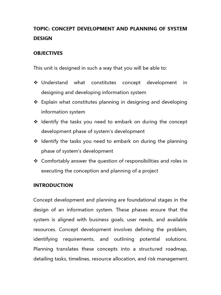 Concept Development and Planning of System Design | PDF | System | Business