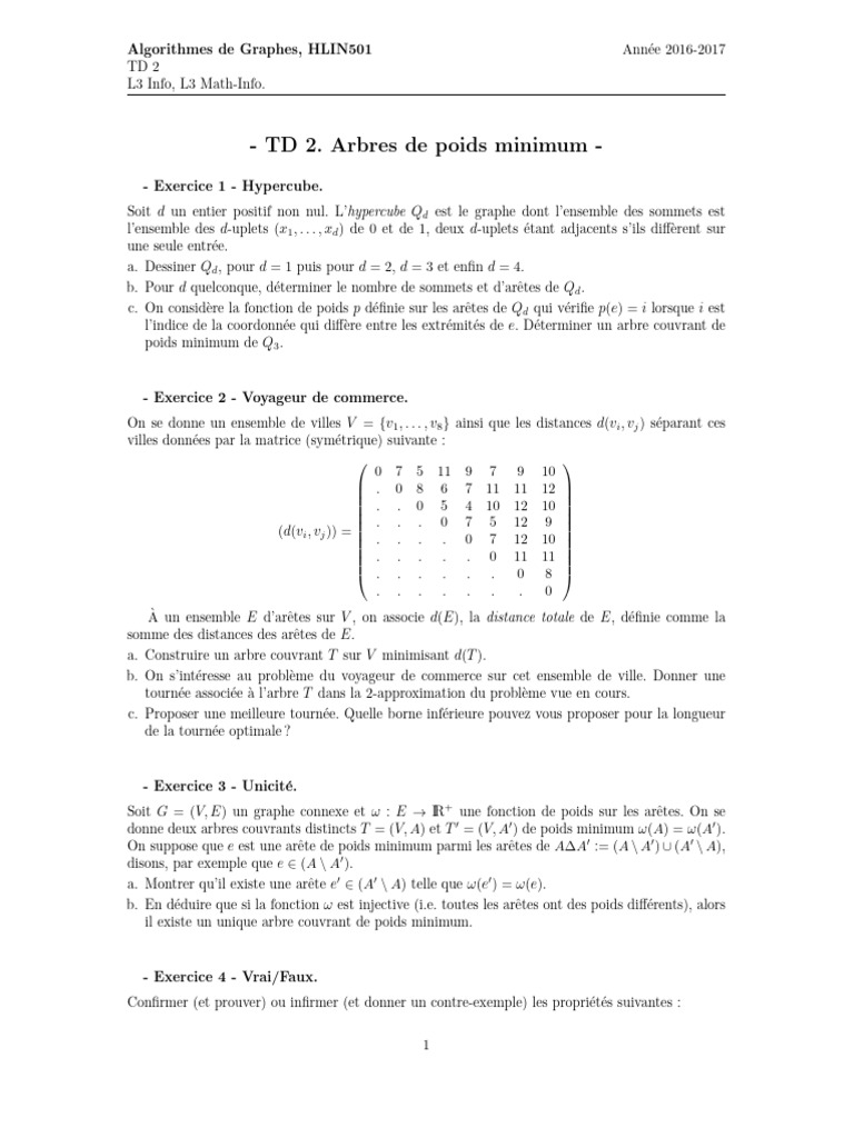 Correction Des Te Sur L'algorithme de Prim's | PDF | Théorie des ...