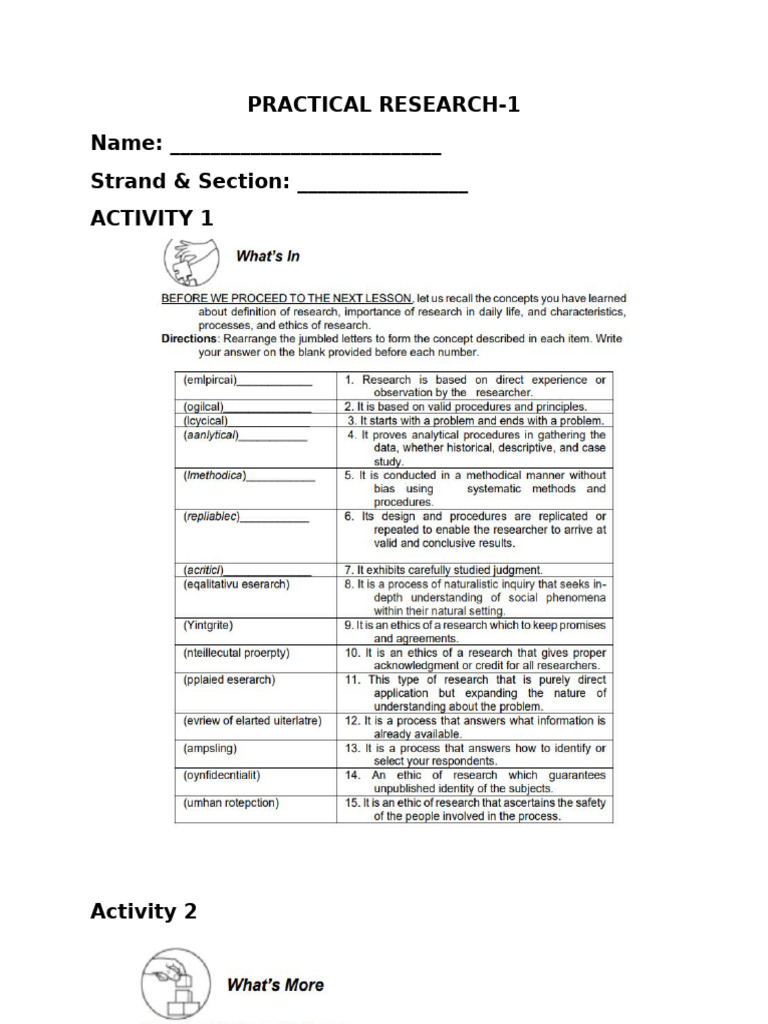Practical Research Activity | PDF