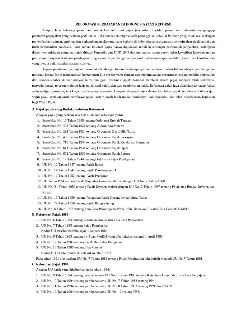 Reformasi Perpajakan Di Indonesia | PDF