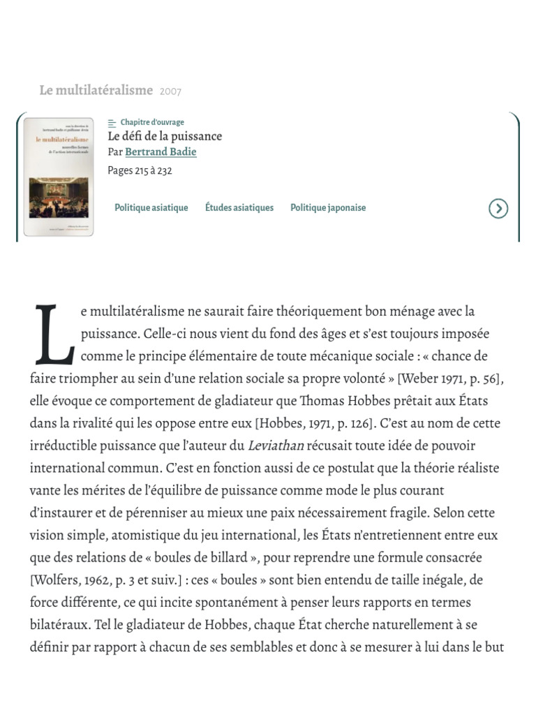 Multilatéralisme Et Puissance | PDF | Multilatéralisme | Nations unies