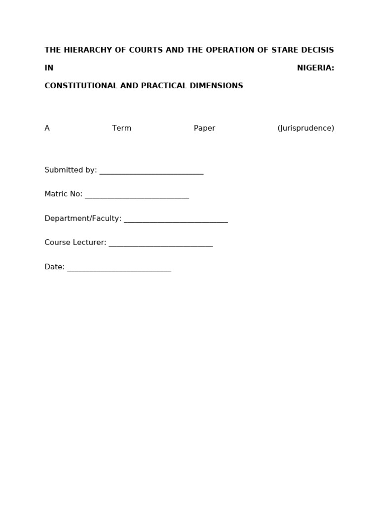 The Hierarchy of Courts and The Operation of Stare | PDF | Precedent ...