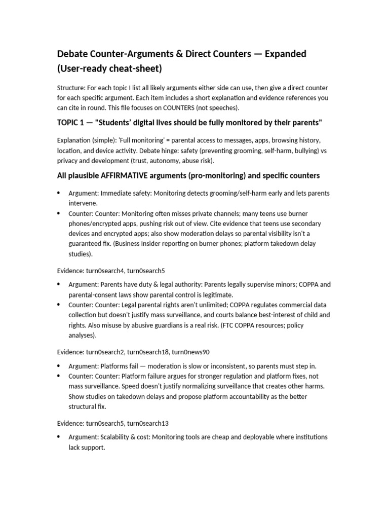 Debate Counters Mapping Expanded | PDF | Surveillance | Poverty